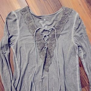 Soft & Sexy T American Eagle Outfitters olive green top size xs